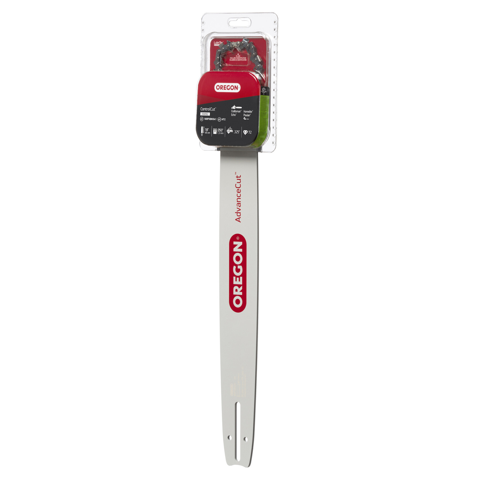 Oregon, 18in. Bar Chain Combo, Bar Length 18 in, Chain Pitch 0.325 in, Model# 20BPX072G/180PXBK041